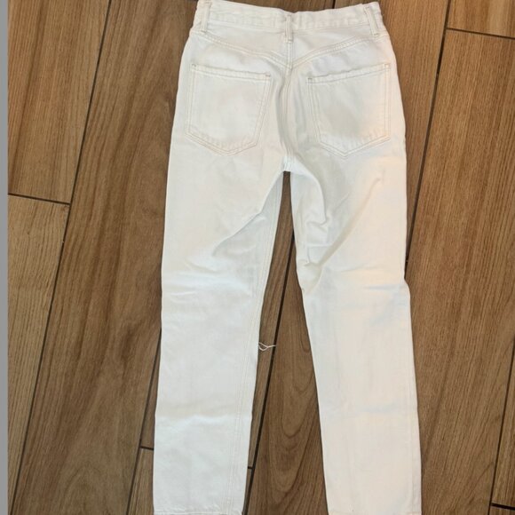 White Agolde Riley High Rise Straight Crop Distressed Jeans size 23 - Picture 5 of 5